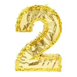 Juvale Small Gold Foil Number 2 Pinata For 2nd Birthday Decorations, Party Centerpieces, Anniversaries, 16 X 10.5 X 3 In -Juvale GUEST afaa08b1 605c 4c0d 8259 33567cf2cf17