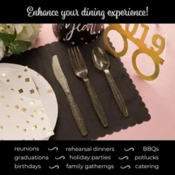 Juvale 96-Pcs Gold Plastic Silverware For Weddings, Birthday Parties, Graduation, Disposable Cutlery Includes Forks, Spoons, Knives (Serves 32) 12 Juvale 96-Pcs Gold Plastic Silverware For Weddings, Birthday Parties, Graduation, Disposable Cutlery Includes Forks, Spoons, Knives (Serves 32) -Juvale GUEST b1999da4 9e0d 47e5 8f3b bd2c34d6ffab