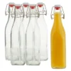 Juvale 6 Pack 16 Oz Glass Bottles With Swing Top Lids And Square Base, Includes Brush And Funnel For Homemade Brewing