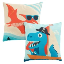 Juvale 4 Pack Dinosaur Decorative Kids Throw Pillow Covers 18x18 In, 4 Dino Designs -Juvale GUEST b20efcc2 0705 44ce a7fe 8fb9fce55ff2