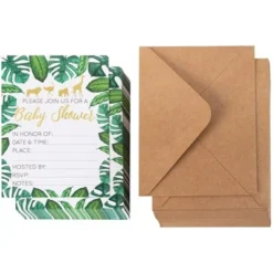 Juvale 36-Pack Baby Shower Invitation With Envelopes, Gold Foil Tropical Animal Designs (5 X 7 In) -Juvale GUEST b2b44ee1 d53d 4e6d 9b49 77e1262456ec