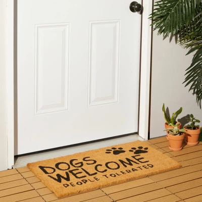 Juvale Dog Coir Doormat, Dogs Welcome People Tolerated, Natural Outdoor Door Mat For Porch (30 X 17 In) 1 Juvale Dog Coir Doormat, Dogs Welcome People Tolerated, Natural Outdoor Door Mat For Porch (30 X 17 In)