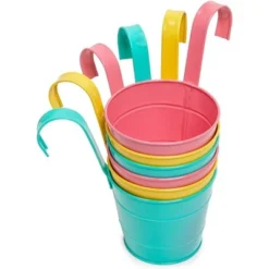 Juvale 6 Pack Round Metal Wall Hanging Planters Pots Bucket For Indoor Outdoor Succulent, 3 Colors, 8 X 5 X 5 In -Juvale GUEST b4674025 88cc 442b 898d 2332753b1562