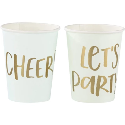 Juvale 48-Pack 9 Oz Gold Foil Pastel Disposable Paper Cups Bachelorette Party Supplies 3 Juvale 48-Pack 9 Oz Gold Foil Pastel Disposable Paper Cups Bachelorette Party Supplies - Image 3