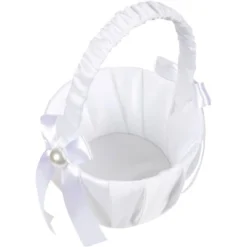 Juvale White Flower Girl Basket For Wedding Reception Rose Petals, Cute Satin Bowknot With Pearl Design (8.7 X 5.2 X 4.2 In) 10 Juvale White Flower Girl Basket For Wedding Reception Rose Petals, Cute Satin Bowknot With Pearl Design (8.7 X 5.2 X 4.2 In) -Juvale GUEST b5dbca3f 60b1 4af0 820c 4b499379fc96