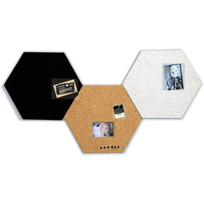Juvale 3-Pack Cork Bulletin Boards - Hexagonal Decorative Tiles In 3 With 6 Pins 3 Juvale 3-Pack Cork Bulletin Boards - Hexagonal Decorative Tiles In 3 With 6 Pins - Image 3