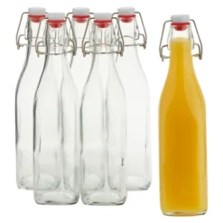 Juvale 6 Pack 16 Oz Glass Bottles With Swing Top Lids And Square Base, Includes Brush And Funnel For Homemade Brewing -Juvale GUEST b70c93af fb30 4b0d abf9 99af4d9c2a1d