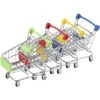 Juvale Mini Shopping Cart - 4-Pack Desk Organizers, Pen Pencil Holder Storage Toy For Stationery Supplies, 4 Colors, 3.25 X 4.375 X 4.75 Inches