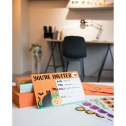 Juvale 60-Pack Halloween Invitation Cards With Orange Envelopes And Seals (4 X 6 Inches)