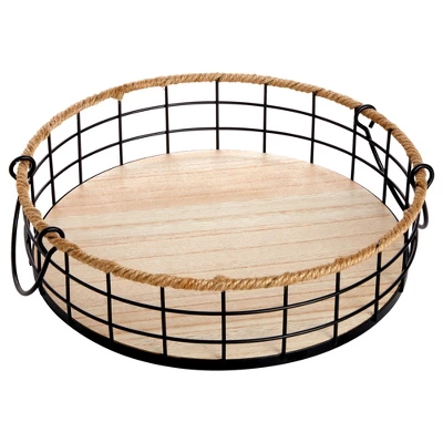 Juvale 2 Pack Round Wooden Wire Basket Trays With Handles, Farmhouse Decor (2 Sizes) 7 Juvale 2 Pack Round Wooden Wire Basket Trays With Handles, Farmhouse Decor (2 Sizes) - Image 7
