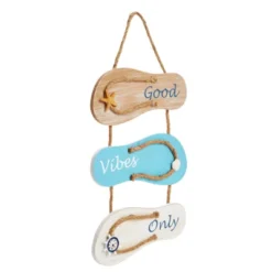 Juvale Wood Flip Flop Slippers Nautical Beach Hanging Wall Sign Home Decor, Good Vibes Only 9"x16" -Juvale GUEST c2d06d80 5211 426a 8c87 a76592d85b66