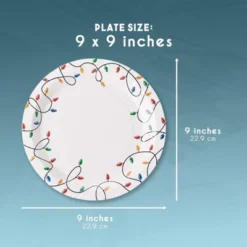 Disposable Plates - 80-Count Paper Plates, Christmas Holiday Party Supplies For Appetizer, Lunch, Dinner, Dessert, Christmas Lights Design, White, 9" -Juvale GUEST c3130845 45d9 471e 8602 3c7f1cd9f2db