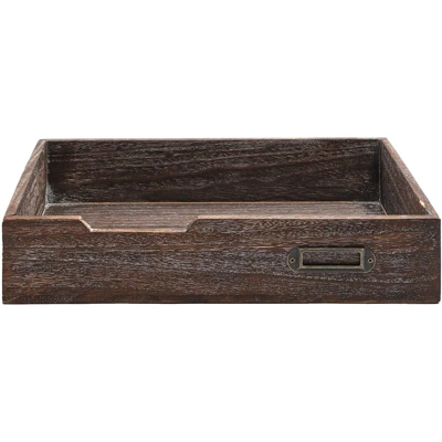 Juvale Rustic Wood Stackable Paper Tray, Vintage Office Desk Desktop Holder Organizer For Documents Files Folders Magazines, 10.5 Inches 2 Juvale Rustic Wood Stackable Paper Tray, Vintage Office Desk Desktop Holder Organizer For Documents Files Folders Magazines, 10.5 Inches - Image 2