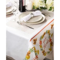 Juvale 3 Pack Thanksgiving Plastic Tablecloth, Give Thanks Autumn Leaf Design (54 X 108 In)