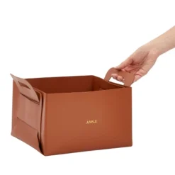 Juvale 2 Pack Faux Leather Foldable Storage Bins With Handles, Collapsible Baskets For Home Organization, Brown, 10 X 6.5 In -Juvale GUEST c43f9668 4f07 4a17 b426 8d944662e49f