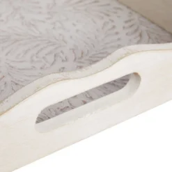 Juvale 2-Pack Rustic Wood Coffee Table Serving Tray With Handles For Ottoman, White Floral -Juvale GUEST c5104fb9 325d 4fa2 b1ac 1379186f33e3