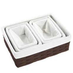 Juvale 5-Pcs Brown Small Rectangular Woven Nesting Baskets, Lined Wicker Set For Organizing Closet, Kitchen, Pantry Shelves, Bathroom (3 Sizes) 13 Juvale 5-Pcs Brown Small Rectangular Woven Nesting Baskets, Lined Wicker Set For Organizing Closet, Kitchen, Pantry Shelves, Bathroom (3 Sizes) -Juvale GUEST c548413e 242a 4a27 ab9f c6cdded81393
