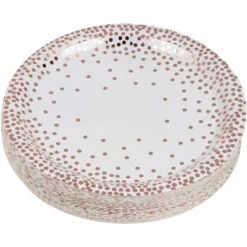Juvale 48-Pack Metallic Rose Gold Foil Polka Dot Disposable Paper Plates Party Supplies, 9 Inch -Juvale GUEST c59e1e4d 7811 4254 99aa cbb995807131