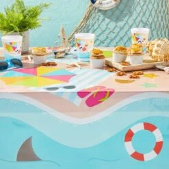 Juvale 3 Pack Summer Beach Scene Disposable Plastic Rectangle Party Table Cloth Cover