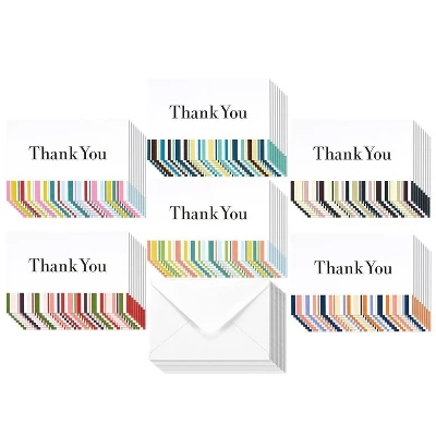 Juvale 48-Count Bulk Colorful Stripe Thank You Cards With Envelopes, Thank You Notes, 6 Designs, 4 X 6 In 2 Juvale 48-Count Bulk Colorful Stripe Thank You Cards With Envelopes, Thank You Notes, 6 Designs, 4 X 6 In - Image 2