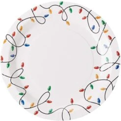Disposable Plates - 80-Count Paper Plates, Christmas Holiday Party Supplies For Appetizer, Lunch, Dinner, Dessert, Christmas Lights Design, White, 9" -Juvale GUEST c7fc4d41 39d5 4e27 ae5b ed9d0b7abb1a