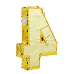 Blue Panda Gold Foil Number 4 Pinata For 4th Birthday Party Decorations, Anniversary Celebrations (15.5 X 11 X 3 In) -Juvale GUEST c81f677a 496e 42f0 aa37 5209315dad9d