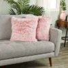 Juvale 2 Pack Decorative Throw Pillow Covers 20x20 In, Blush Pink Faux Fur