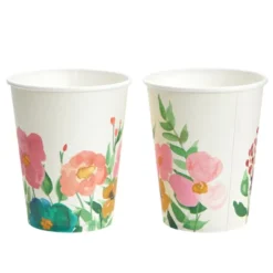 144 Piece Watercolor Tea Party Supplies With Pink Floral Paper Plates, Napkins, Cups, And Cutlery, Disposable Tableware Set, Serves 24 -Juvale GUEST ca059876 8ad9 4266 aea6 60d5927e83dd