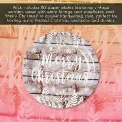 Blue Panda 80 Pack Merry Christmas Paper Plates For Holiday Party, Wood Plank Design, 9 In -Juvale GUEST cafa7b4c ba5a 4d55 bc04 4f70a1fb2330