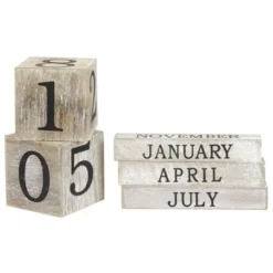 Juvale Wooden Perpetual Block Calendar For Desk, Wood Month Date Display Blocks Rustic-Style Farmhouse-Themed Office Decor, 5 X 4 In -Juvale GUEST cb4a0b01 74f7 4cf2 8146 a139a07f6b62