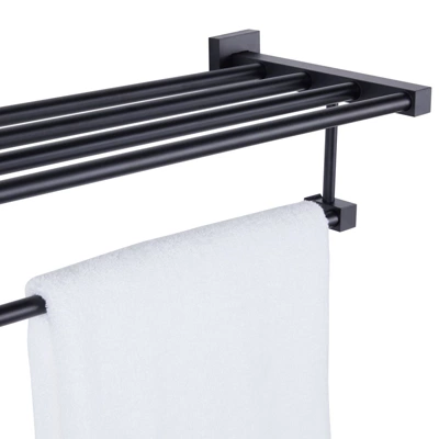 Juvale Bathroom Towel Holder, Hanger & Rack Shelf, Hanging Wall Mounted Décor, 24 In, Matte Black 3 Juvale Bathroom Towel Holder, Hanger & Rack Shelf, Hanging Wall Mounted Décor, 24 In, Matte Black - Image 3