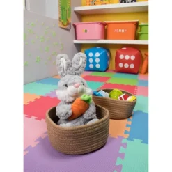 Juvale 2 Pack Round Hemp Rope Baskets, Decorative Woven Storage Basket Bins Hampers For Toy, Blanket - 2 Sizes, Brown