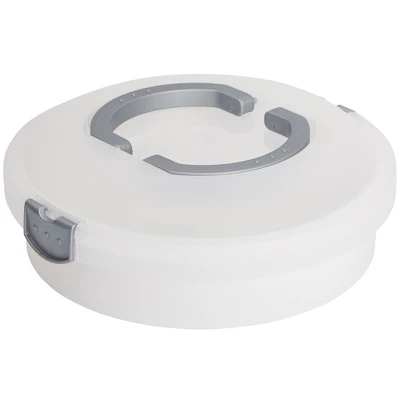Juvale Round Cake Carrier With Lid And Handle For Desserts, Pies, Cupcakes, Deviled Eggs, White, 12 X 4 In 6 Juvale Round Cake Carrier With Lid And Handle For Desserts, Pies, Cupcakes, Deviled Eggs, White, 12 X 4 In - Image 6