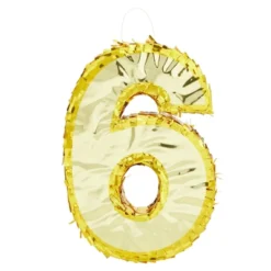 Juvale Gold Foil Number 6 Pinata For 6th Birthday Party Decorations, Anniversary Celebrations (Small, 16 X 11 X 3 In) -Juvale GUEST d2ae1c37 0005 4935 b299 bfd7a08bb0d9