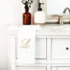 Juvale 4 Pack Monogrammed Fingertip Towels For Bathroom, Embroidered Letter L, White, 11 X 18 In.