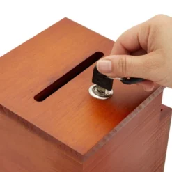 Juvale Wooden Suggestion Box With Lock And Keys, Brown Ballot Box With 50 Blank Suggestion Cards, Locking Lid And Side Slot For Donation, 7.5x7.1x5.5" -Juvale GUEST d33e6eeb 20ea 4338 9ba7 559f41b331b5