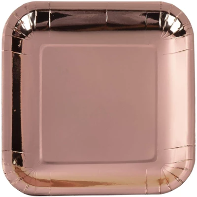 Juvale 48-Pack Square Metallic Rose Gold Foil Disposable Paper Plates 7" Birthday Party Supplies 6 Juvale 48-Pack Square Metallic Rose Gold Foil Disposable Paper Plates 7" Birthday Party Supplies - Image 6