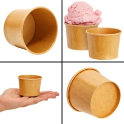 Juvale 100 Pack Disposable Paper Ice Cream Cups, Dessert Bowls For Sundae Bar, Frozen Yogurt (Brown, 5 Oz) -Juvale GUEST d4ee34e5 7c0a 4716 b142 8645c4a6d8c0
