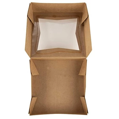 Juvale 10 Pack Pastry Box Take Out Container With Window For Bakery Cookie Cupcake Dessert, Kraft Paper 8”x8”x2.5” 5 Juvale 10 Pack Pastry Box Take Out Container With Window For Bakery Cookie Cupcake Dessert, Kraft Paper 8”x8”x2.5” - Image 5