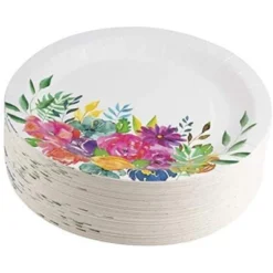 Juvale 80-Pack Disposable Round Floral Paper Plates For Tea Party, Weddings, 9" 7 Juvale 80-Pack Disposable Round Floral Paper Plates For Tea Party, Weddings, 9" -Juvale GUEST d7782e2c 10b8 43df b3e2 277747957198