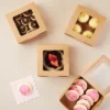 Juvale 50 Pack Kraft Pastry Boxes With Window, Cupcake Box For Bakery, Cookies, 6 X 2.5 Inches