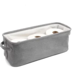 Gray Jute Fabric Storage Bin Basket Container Cubes Organizer With Handles Rectangular 16"x6"x5.25" -Juvale GUEST da3b3c2f 1ef2 479f 87ef 33272021ad2b
