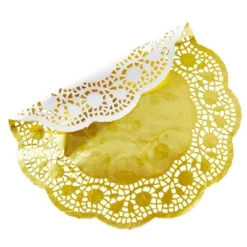 Juvale 100pcs Gold Round 12" Disposable Paper Doilies Lace For Art Craft Wedding Party Table Décor -Juvale GUEST df0e6e60 706e 4103 bdb2 0d2b74598309