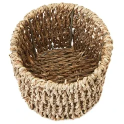 Farmlyn Creek Set Of 3 Wicker Round Storage Baskets For Shelves With Rectangular Seagrass Tray, Brown -Juvale GUEST e0473df6 ddfb 4d59 afad 1eba9a81eb5c