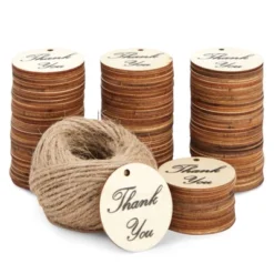 Juvale 100-Pack Thank You Wood Tags With Twine For Wedding And Baby Shower Themed Party Favors, 1.5 Inches -Juvale GUEST e19046fd f6ae 481f 9650 310e4183dfba