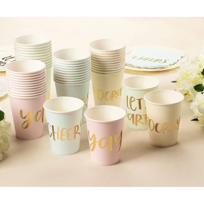 Juvale 48-Pack 9 Oz Gold Foil Pastel Disposable Paper Cups Bachelorette Party Supplies 1 Juvale 48-Pack 9 Oz Gold Foil Pastel Disposable Paper Cups Bachelorette Party Supplies