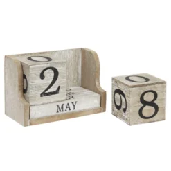 Juvale Wooden Perpetual Block Calendar For Desk, Wood Month Date Display Blocks Rustic-Style Farmhouse-Themed Office Decor, 5 X 4 In -Juvale GUEST e4305230 ea01 47d3 8b72 2b126151bdbf
