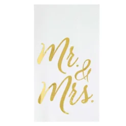 50 Pack Mr And Mrs Napkins, Disposable Wedding Dinner Napkins For Reception, Rehearsal Dinner Party, Gold Foil, 3-Ply, 4 X 8 In -Juvale GUEST e716d0b2 0d16 45d1 891f 2acf4a3de798
