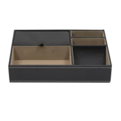 Juvale 5 Compartment Black Faux Leather Mens Valet Catchall Tray, Dresser Top Organizer Station For Wallet & Keys, 10 X 7.3 X 2 In. -Juvale GUEST e8864e3f 94d1 4b42 8655 8b07d935b36d