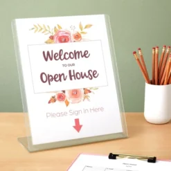 Juvale 6 Pack Acrylic Sign Holders 8.5 X 11, Table Top Plastic Display Stand For Menu, Flyer, Document, Paper, Clear Slant Back Vertical Photo Frame -Juvale GUEST e950cf95 e647 4593 9854 f8e007fe517b